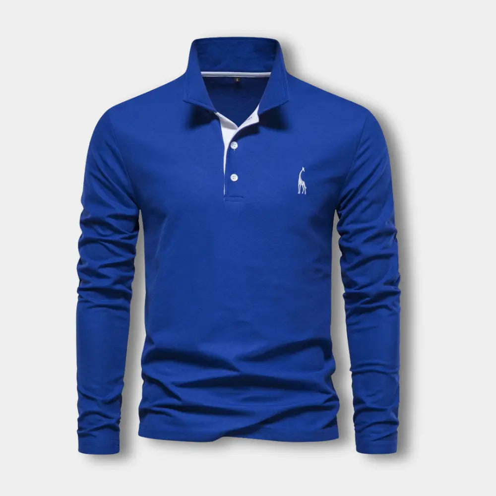 Polo manches longues avec col ouvert contrasté pour Homme – Spence