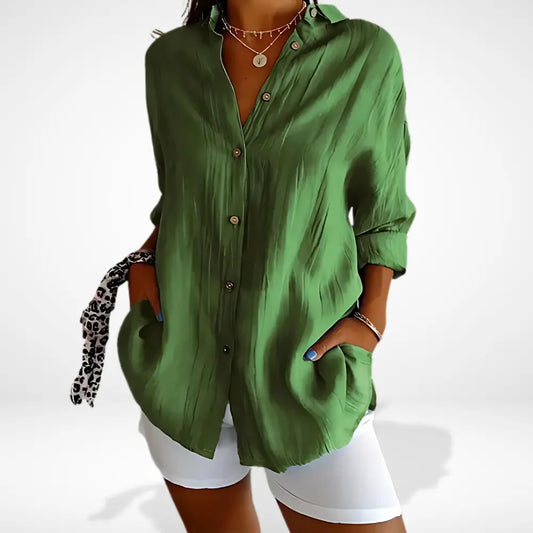 Blouse ample boutonnée manches retroussées pour Femme – Marci