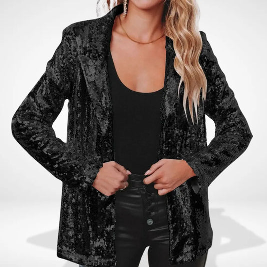 Blazer coupe droite à sequins scintillants pour Femme – Angelia