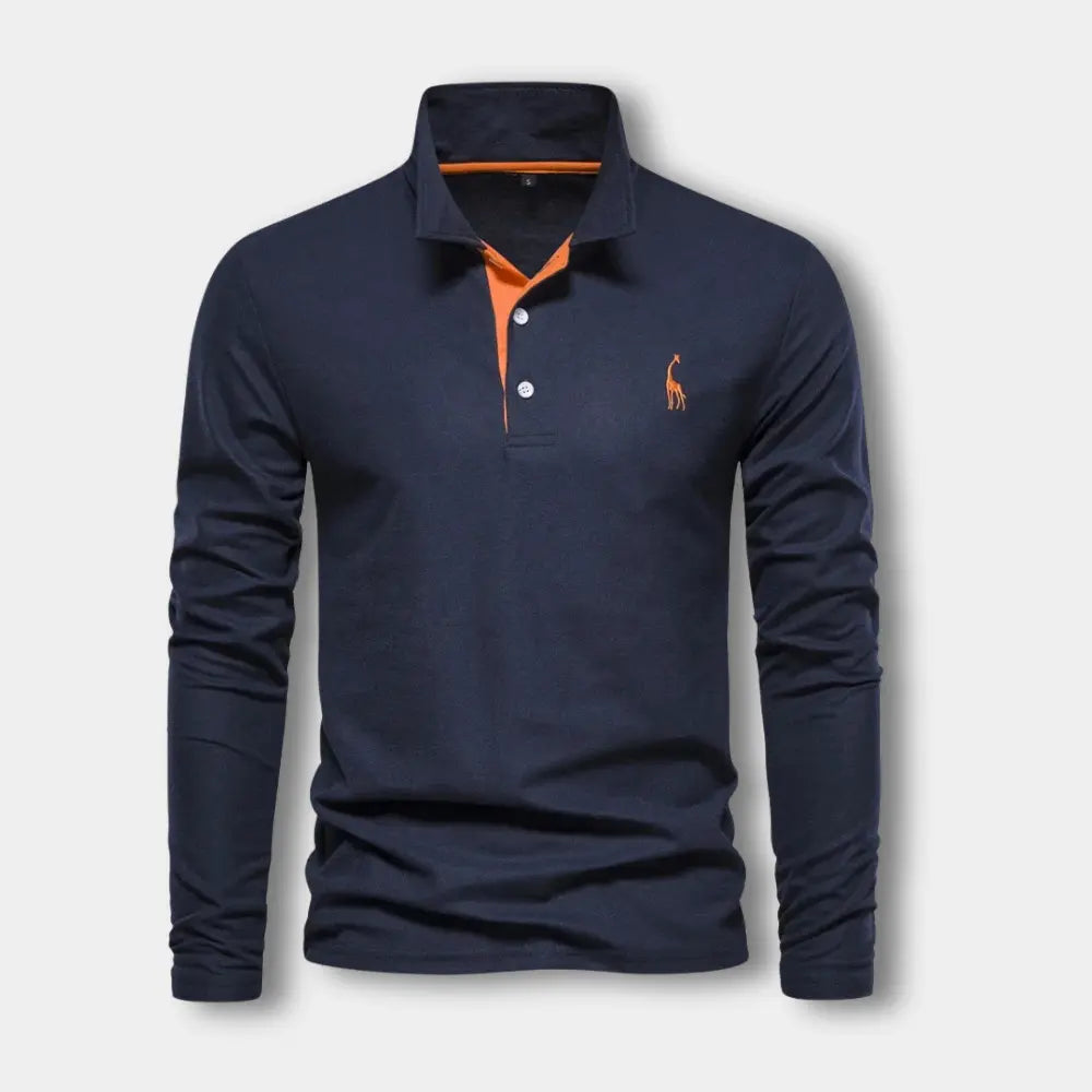 Polo manches longues avec col ouvert contrasté pour Homme – Spence