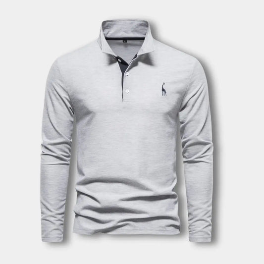 Polo manches longues avec col ouvert contrasté pour Homme – Spence